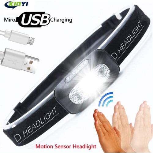 10000Lm Mini Rechargeable LED Headlamp Body Motion Sensor Headlight Camping Flashlight Head Light Torch Lamp With USB