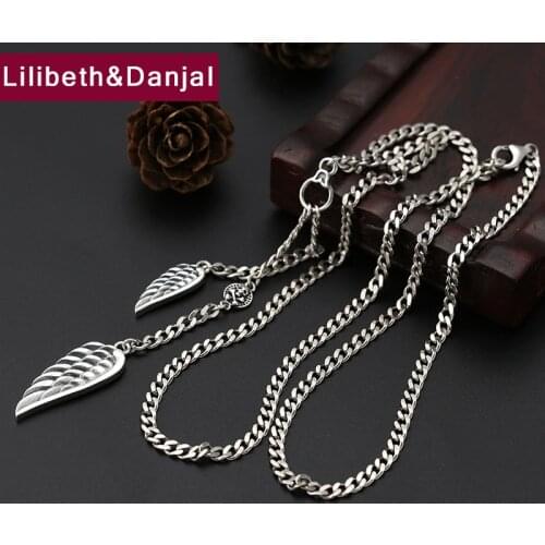2019 Women Men 4mm Thick Tassel Necklace 100% 925 Sterling silver Feather Chain Personalized Pendant Necklace Fine Jewelry FN44