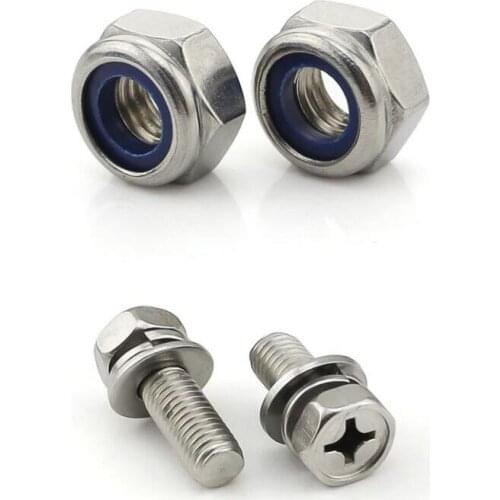 BatteryTermina 6mml M6 x14mm Hex Bolt Phillips Washers Nylock Nut Kit Stainless Steel Motorcycle Scooters Screws