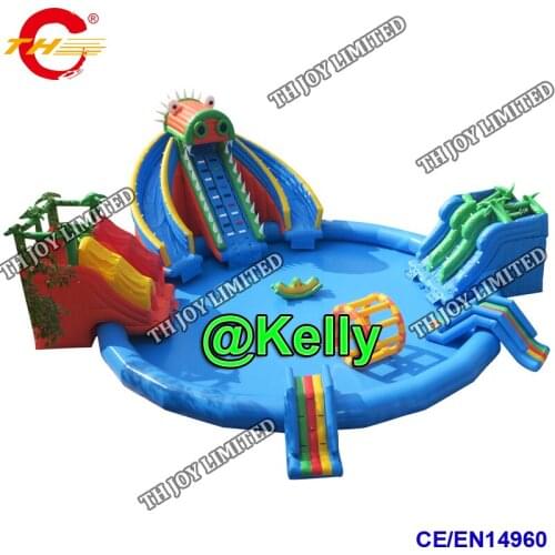 Free air shipping giant inflatable water park, inflatable slide and pool aqua amusement park water playground for sale