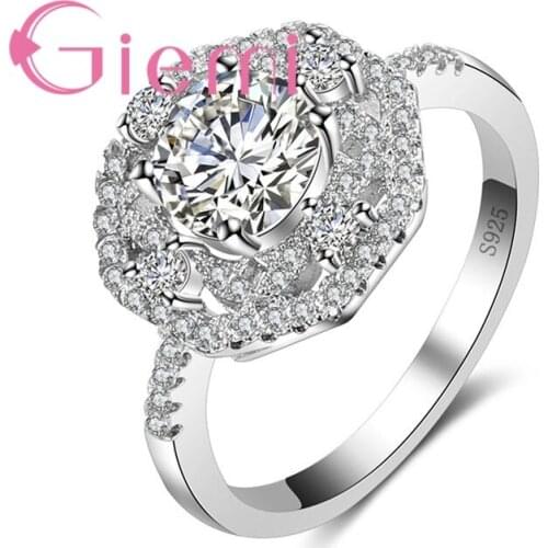 Large Round Shiny Crystal Stone Ring for Womens Wedding Ceremony Party Shopping Jewelry and CZ