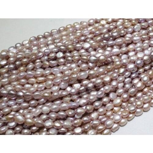 Wholesale Real Pearl Bead 8-10mm 15'' Light Purple Natural Freshwater Pearl Loose Beads Handmade Gift