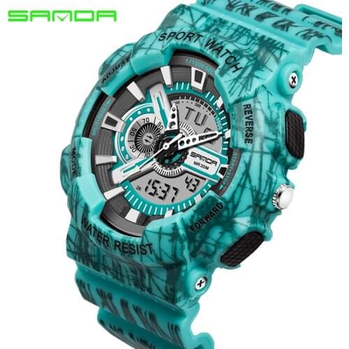 2017 SANDA Shock style Fashion Colorful Men Women Sport Outdoor Digital Analog Alarm 30 Waterproof Military G watches