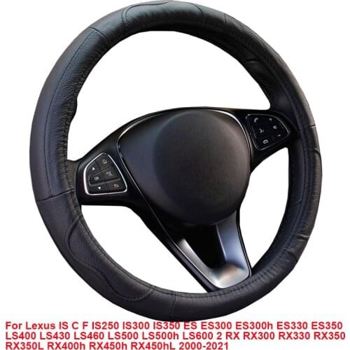 Cow True Leather Car Steering Wheel Cover For Lexus IS C F IS250 ES ES300 LS400 LS430 LS460 RX 2000- 2021 M Size Steering Wheel