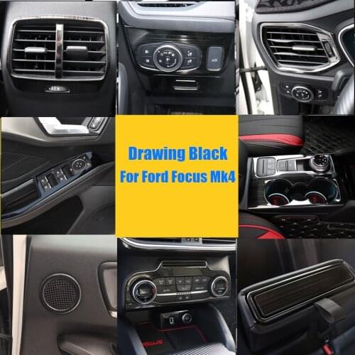 For Ford Focus Mk4 2019 2020 Drawing Black Interior Accessoires Stainless Steel Decoration Cover Trim