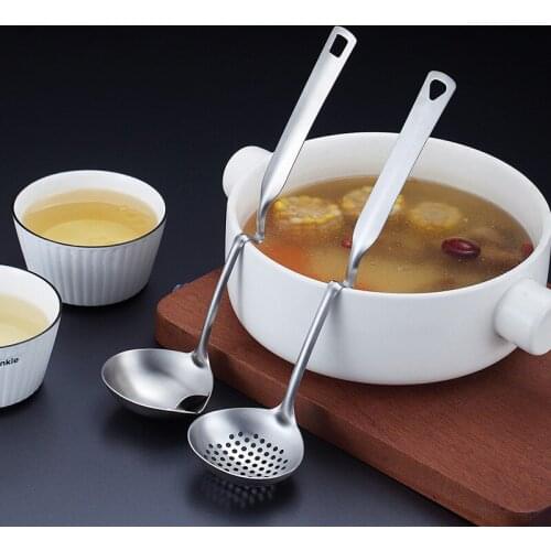 Long Handle Oil Soup Separate Spoon Colander Home Strainer Cooking Colander Kitchen Scoop Stainless Steel Ladle Dinner Tableware