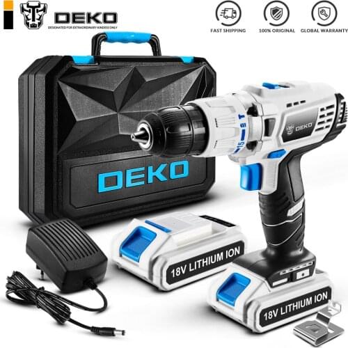 DEKO GCD18DU3 18V Impact Cordless Drill Electric Screwdriver Lithium-Ion Mini Power Driver Variable Speed 15+2(Torque MAX+Impact