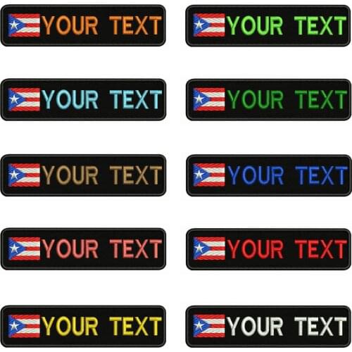 Puerto Rico Flag 10X2.5cm Embroidery Custom Name Text Patch Stripes badge Iron On Or Velcro Backing Patches For Clothes