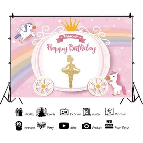 Little Ballet Girl Unicorn Backdrops Artistic Photos Background Decorations for Kids Birthday Party Photography Props
