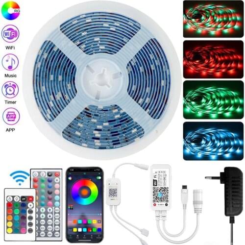 RGB 5050 Flexible Tape Luces Led Strips Light Bluetooth WIFI Tape Diode 12V 5M-20M Decorative Backlight TV Computer Bedroom