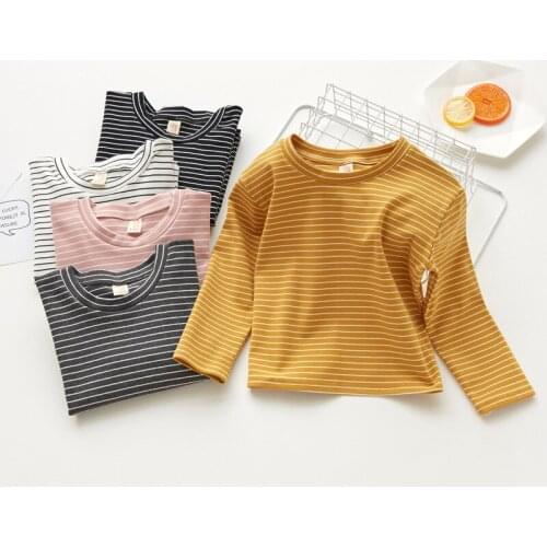 Classic Four Seasons Striped Kids T-shirt Long Sleeve Boys and Girls Tops