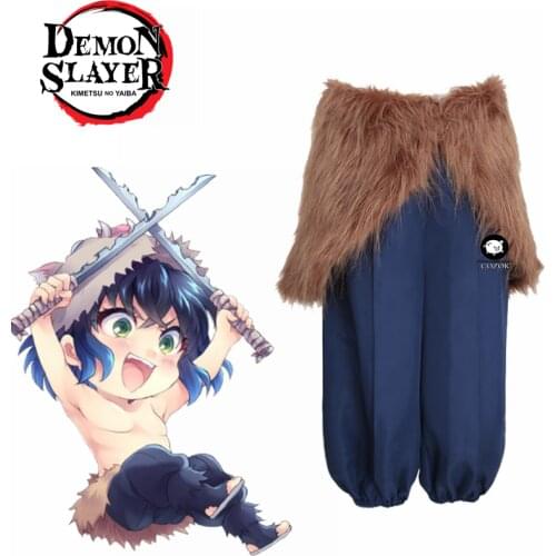 Demon Slayer: Kimetsu no Yaiba Hashibira Inosuke Apron Pants Outfit Anime Cosplay Costumes