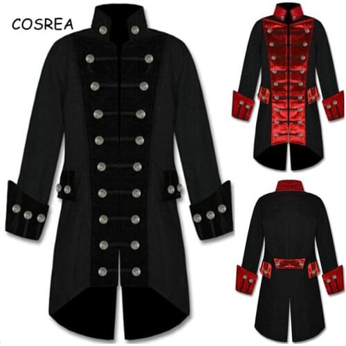Victorian Period Costumes Top Coat Overcoat Trench Coat Tuxedo Men Tailcoat Long Jacket Steampunk Frock Gothic Uniform