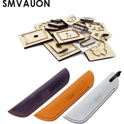 SMVAUON Wooden Cutting Die Handmade Leather Making Diy Design Leather Pen Case Pen Cover