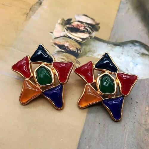 Colorful Earrings Stud Antique Ethnic Engagement Jewelry Filigree Party Wedding Accessories