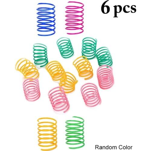 Legendog 6PCS Cat Spring Toys Plastic Interactive Colorful Spiral Kitten Toys Cat Toys Training Toys Cat Funny Toy Pet Supplies