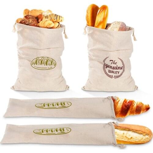 Linen Bread French Baguette Drawstring Kitchen Storage Bag Homemade Reusable Foldable Grocery Bags Fruit And Vegetable Bag