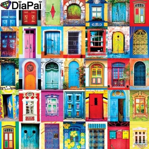 DiaPai 100% Full Square/Round Drill 5D DIY Diamond Painting "Color door" Diamond Embroidery Cross Stitch 3D Decor A21903
