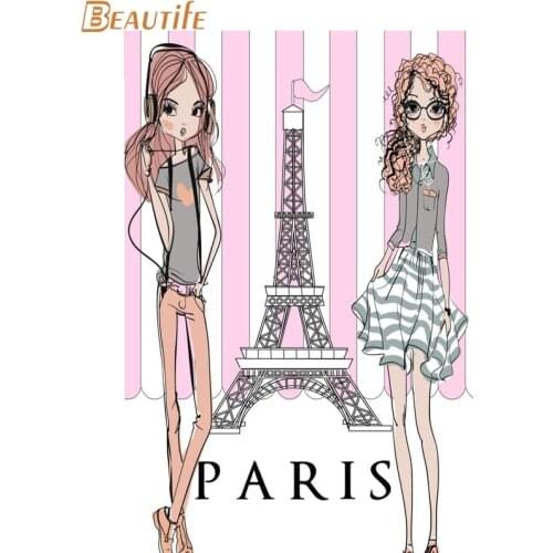 New Arrival Tower and the girl Poster Cloth Silk Poster Home Decoration Wall Art Fabric Poster Print 40X60cm.50X75cm,60X90cm