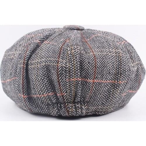 New Mens Winter Newsboy Hats Vintage Herringbone Octagon Cap Men Women Berets Gatsby Flat Hat Hip Hop Hats Warm Hats Gorras