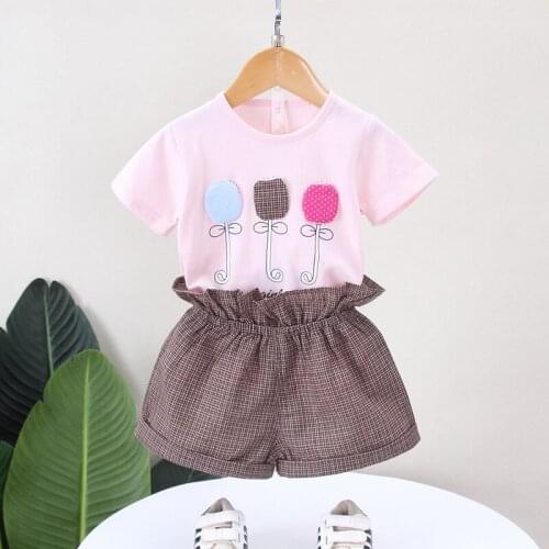 Baby clothes summer fashion cartoon balloon short-sleeve shorts 2-piece set baby girl casual suit childrens clothing baby suit