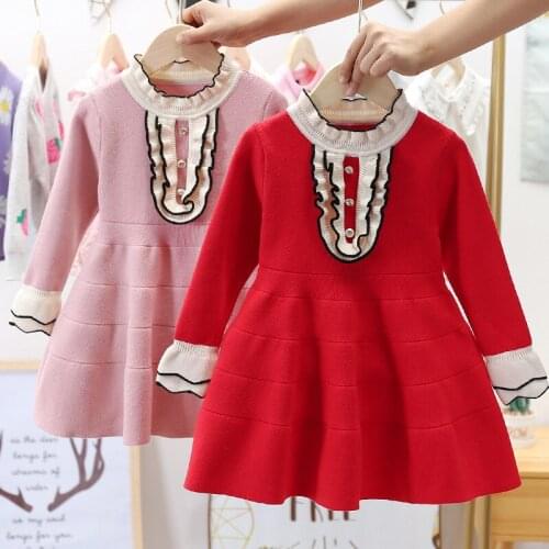 Christmas Girls Dress 2020 Autumn Winter New Girl Baby knitting Sweater Dress Western Style Sweater Princess Dress For 4-10 Age