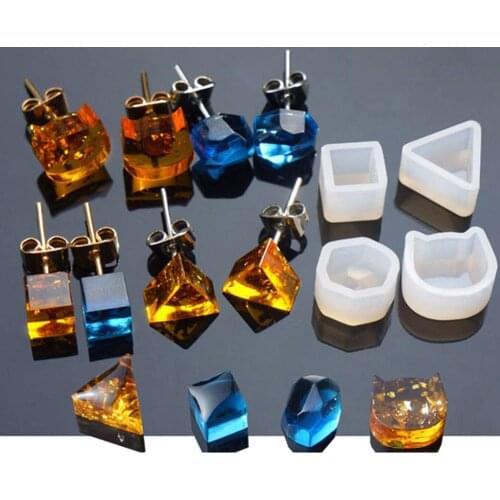 16pcs Clear Square Shapes Earring Silicone Mold for Cake Decorating Craft Polymer Clay Resin Casting Jewelry Making Tool Mould