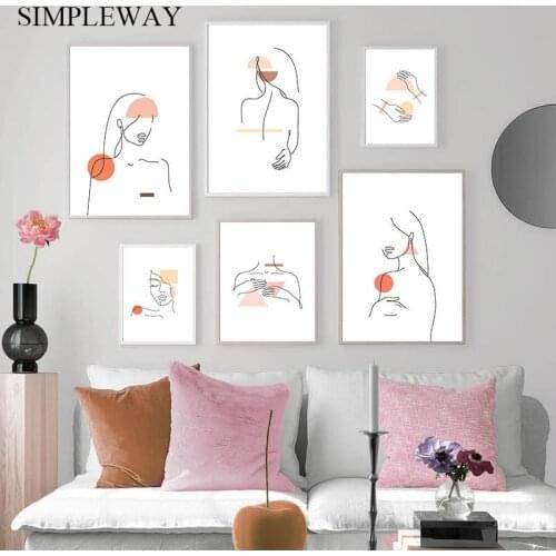Scandinavian Line Drawing Abstract Canvas Wall Poster Women Face Body Art Print Painting Minimalist Picture Modern Home Decor
