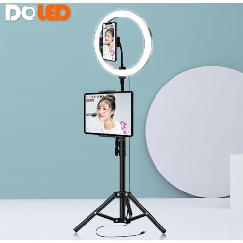 10'' LED Ring Light with Stand 160cm Tripod Tablet Phone Holder for Photography Makeup Selfie Live Stream Video Photo Fill Light