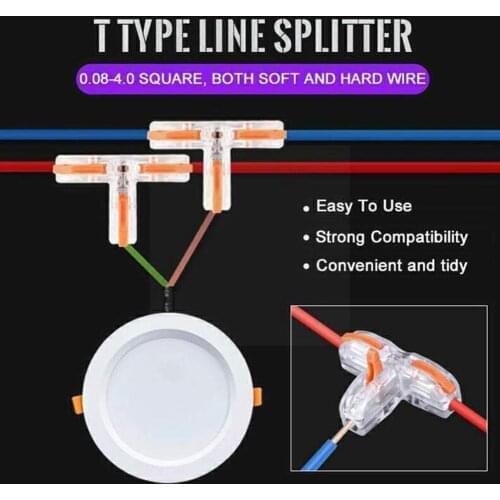 1PC Universal T-Type Wire Connector Quick Distribution Power Terminal Clip Distributor Transparent Main Copper Home T9V4