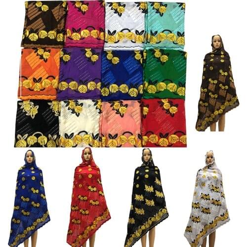Embroidered Shawls Muslim Women Big Scarf Africa Beatiful Lace Hijab Headscarf Turban Trendy Scarves Prayer India Arabic Hijabs