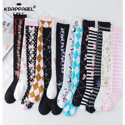 Lolita Socks Japanese Soft Sister Thigh High Socks For Girl Students Stockings Cotton Thermal Socks Tight Leggings Stockings