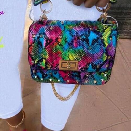 Autumn/winter 2020 new wild snakeskin print oblique round ladies single room handbag outdoor gold buckle diagonal leisure bag ms