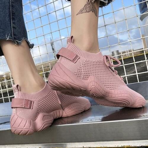 2020 Mesh Sneakers Women Vulcanized Shoes Lace-Up Solid Flat Platform Spring Autumn Outdoor Pink White Wedges Shoes for Women