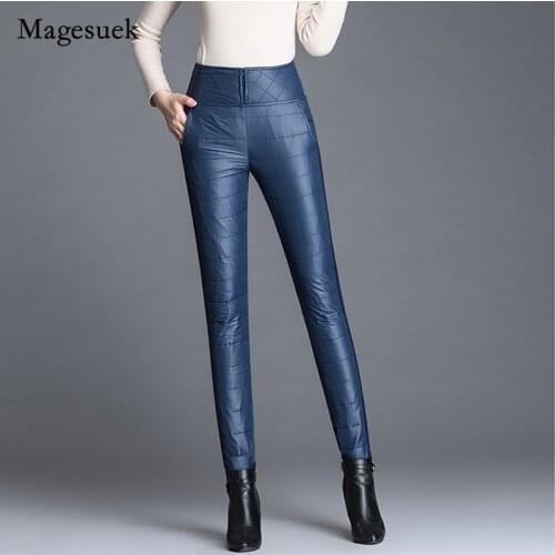 Female Thicken Pants Keep Warm Skinny Pants 2021 Winter Plus Size Trousers High Waist Pants for Women Slim Velvet Pants 16450