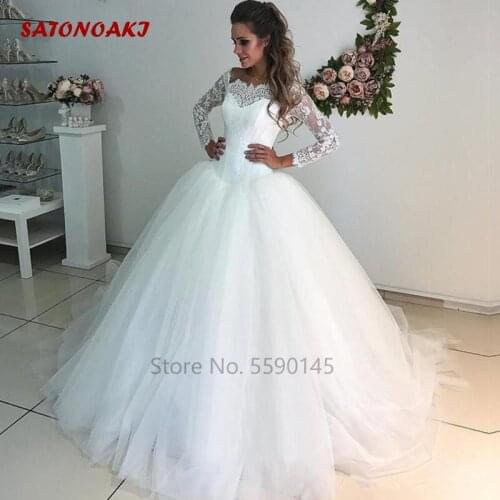 2020 Long Sleeve Wedding Dress Lace Off Shoulder White Princess Bridal Gown Custom Made Vestido De Novia Mariage Online Shop