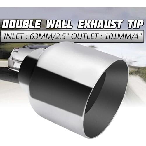 1/2 2.5 Inch Inlet 4 Inch Outlet Double-Wall Exhaust System Tip Muffler Car Tail Pipe Round Bevel Muffler