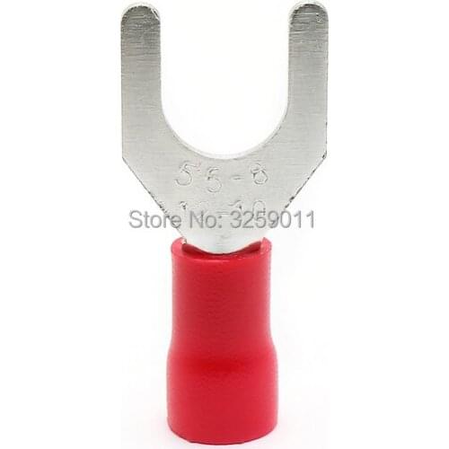100PCS SV5.5-8 12-10 AWG Electrical Furcate Pre-insulated End Fork Crimp Cable Wire Connector Insulated Spade Terminal Block