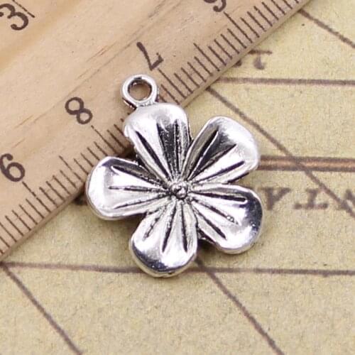 15pcs Charms Flower 23x19mm Antique Bronze Silver Color Pendants Making DIY Handmade Tibetan Finding Jewelry For Bracelet