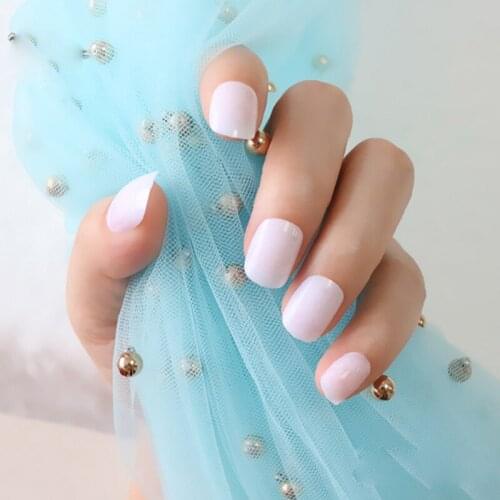 24pcs Short section explosion models cute candy colored hot buy fake fingernails Finished light pink white SN818