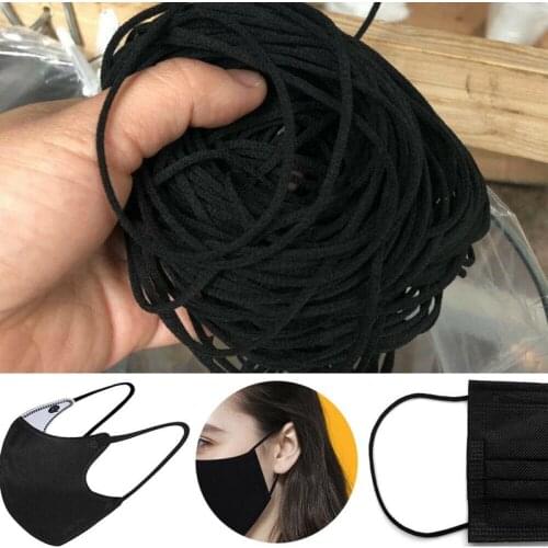 3mm Black White DIY Face Mask Elastic Band Round Mask Elastic Cord Soft Elastic Bands Rubber Ear DIY Mask Sewing Accessories