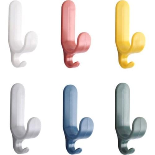 4pcs/set Self Adhesive Wall Hangers Towel Hooks Plastic Door Hangers Hat Racks Keys Hanger Wall Organizer Home Decor Key Holder
