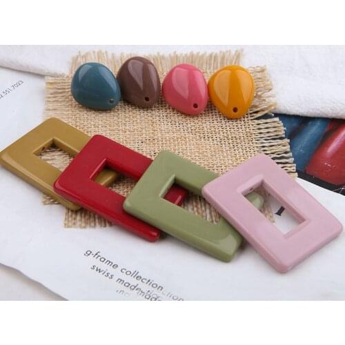 6pcs Korean Vintage Colorful Drop Earrings For Women Hollow Graphic Resin Sheet Round Stud Earrings Pins Jewelry Accessories