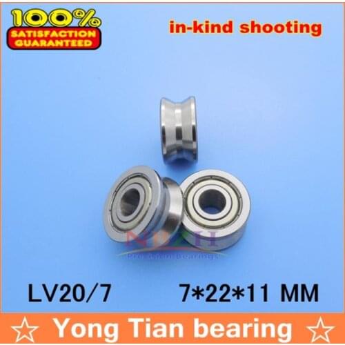 7mm 0.276 inch v groove Guide roller bearings LV20/7 ZZ V-22 LV2017 RV20/7-10 7*22*11 (Precision double row balls) ABEC-5