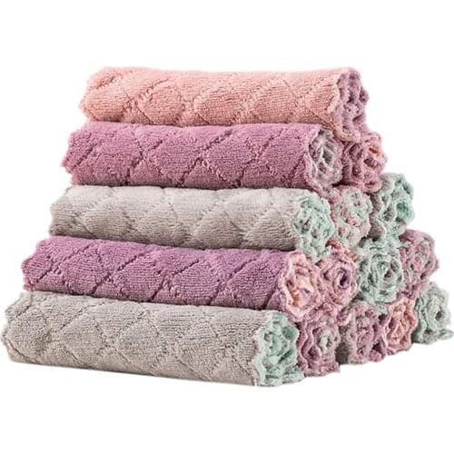 7PCS Kitchen Dish Towels Double-sided Wiping Rag Super Absorbent Home Washing Dish Kitchen Cleaning Towel