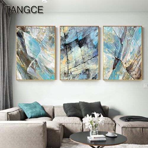 Abstract Secret Color Canvas Painting Fashion Blue Poster Wall Art Cuadro for Living Room Tableau Decoration Murale Salon Modern