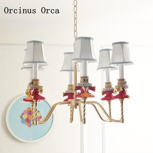 American creative Candleman chandelier boys bedroom, girls bedroom childrens room lamp cartoon creative color King Chandelier