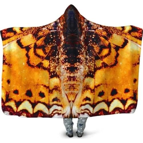 Butterflies 3D Printed Wearable Blanket Adults For Kids Various Types Hooded Blanket Fleece blanket 03