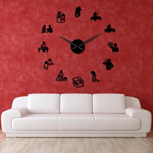 Physical Therapy Osteopathy Big DIY Wall Clock Chiropractic Acupuncture Massage Acrylic Mirror Stickers on the Wall Decor Watch