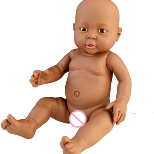 Black 41cm Full Body Silicone Big Reborn Dolls African American Baby Doll Boy Girl Princess Birthday Gift Toy